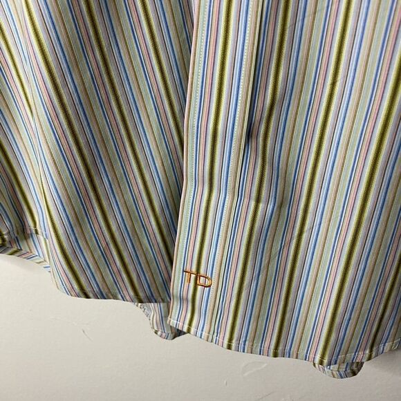 Thomas Dean Striped Button Down Shirt Size XL - Picture 3 of 8